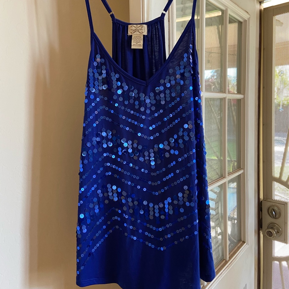 Sequined blue tank. Juniors xl